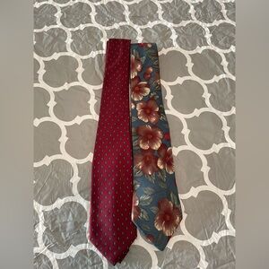 2 Vintage 100% Italian Silk Novelty Print Ties